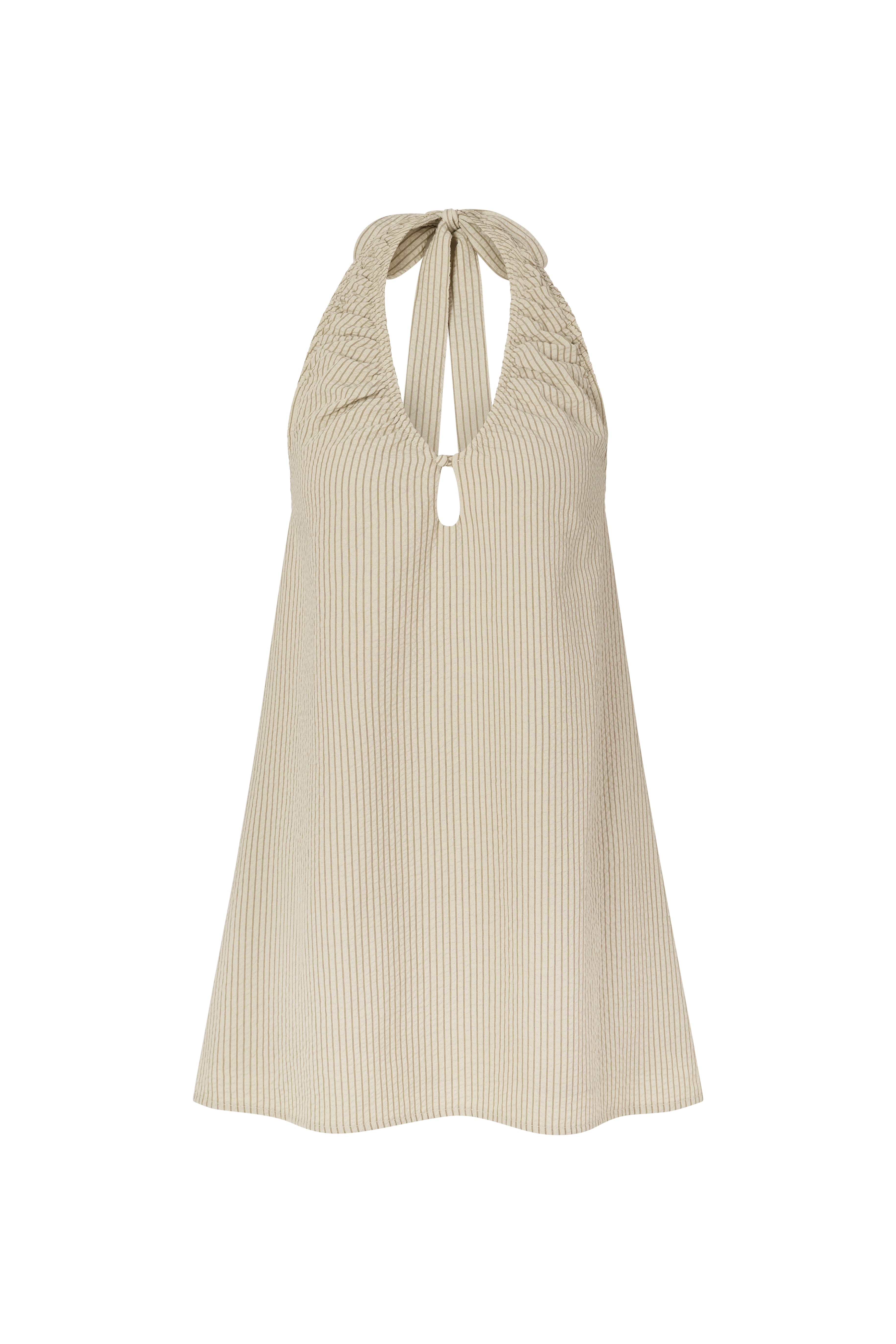 SIDNEY HALTER MINI DRESS - CARAMEL STRIPE