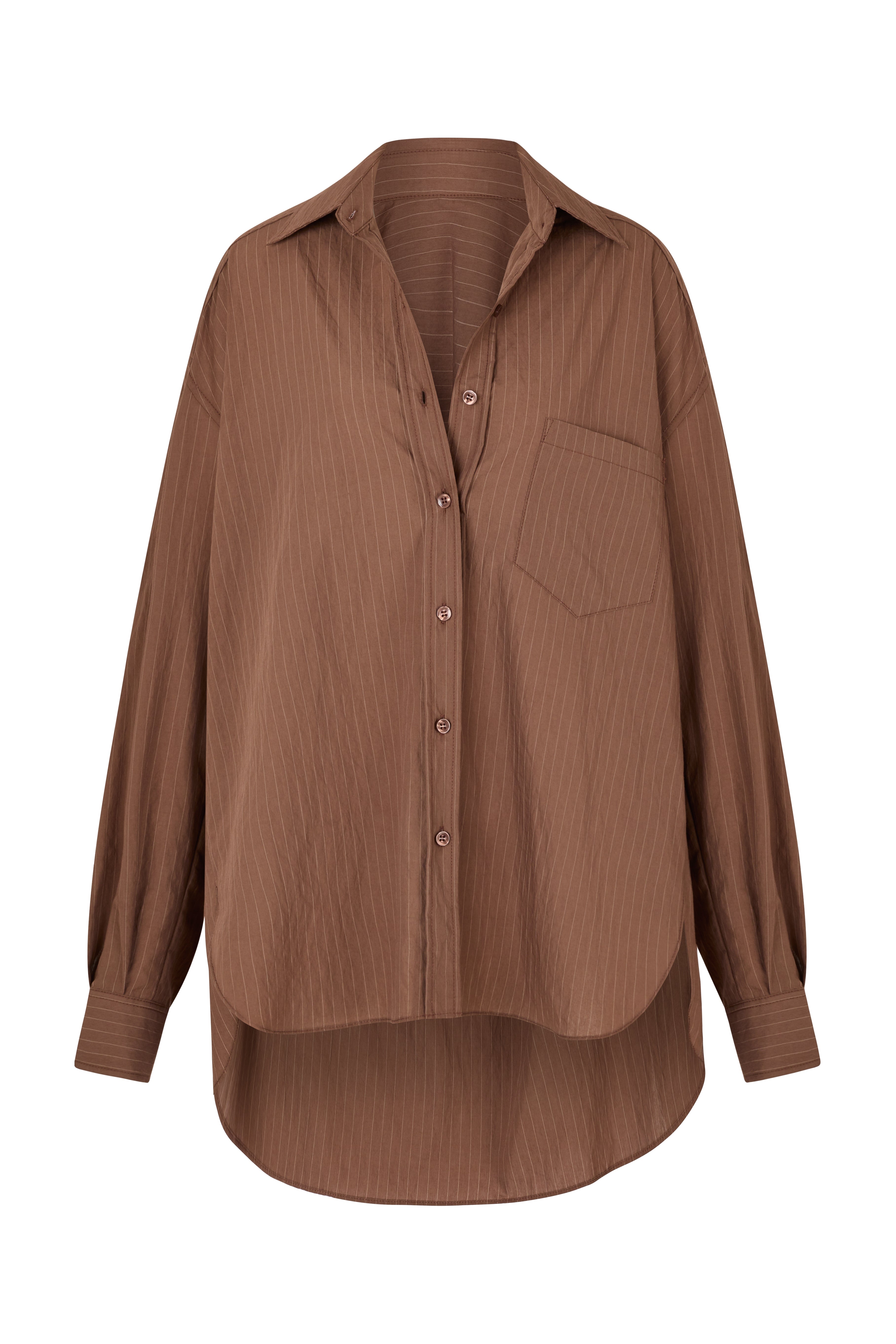 REMI SHIRT - MOCHA PINSTRIPE