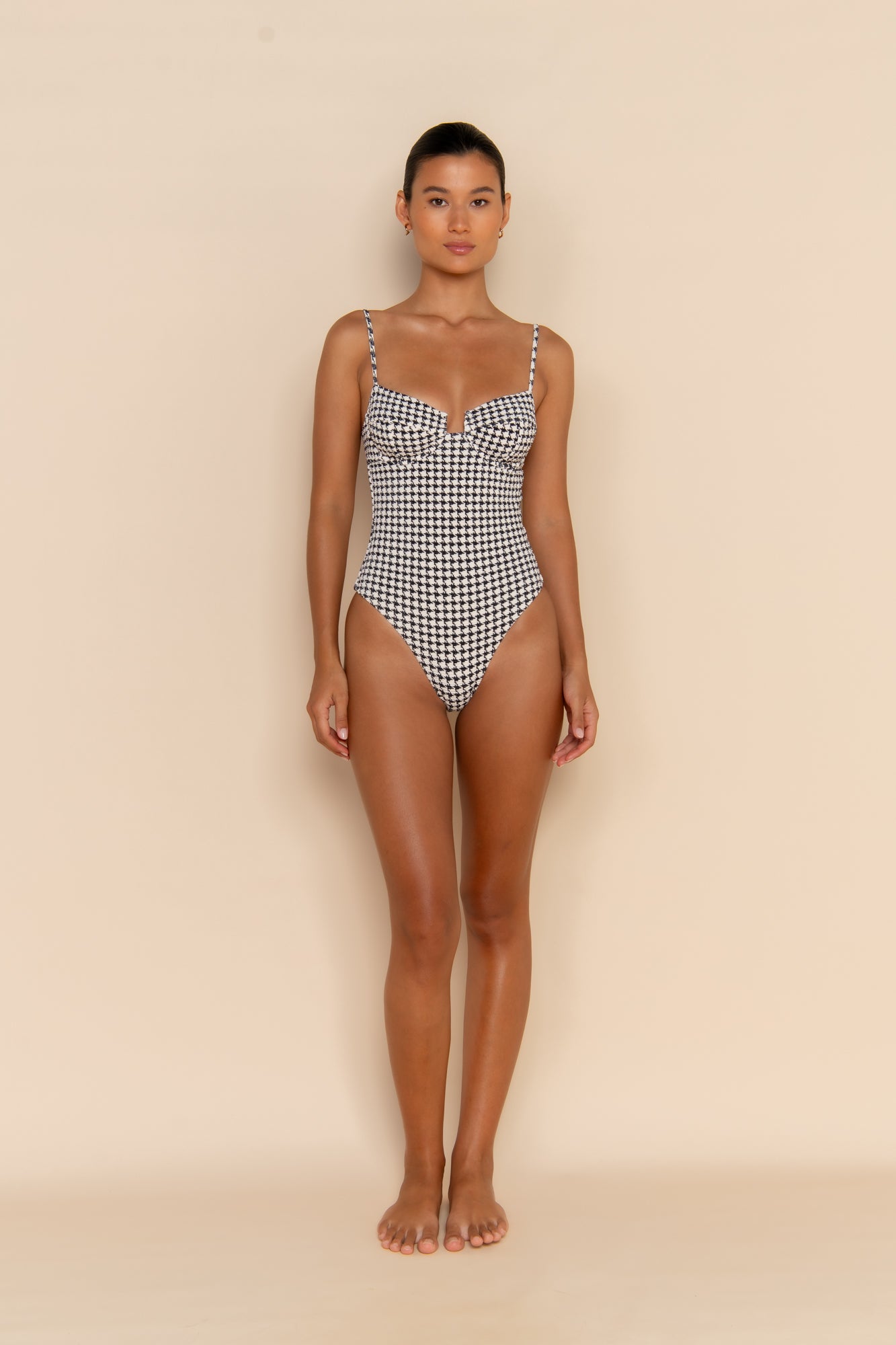 ESCAPE UNDERWIRE ONE PIECE HOUNDSTOOTH