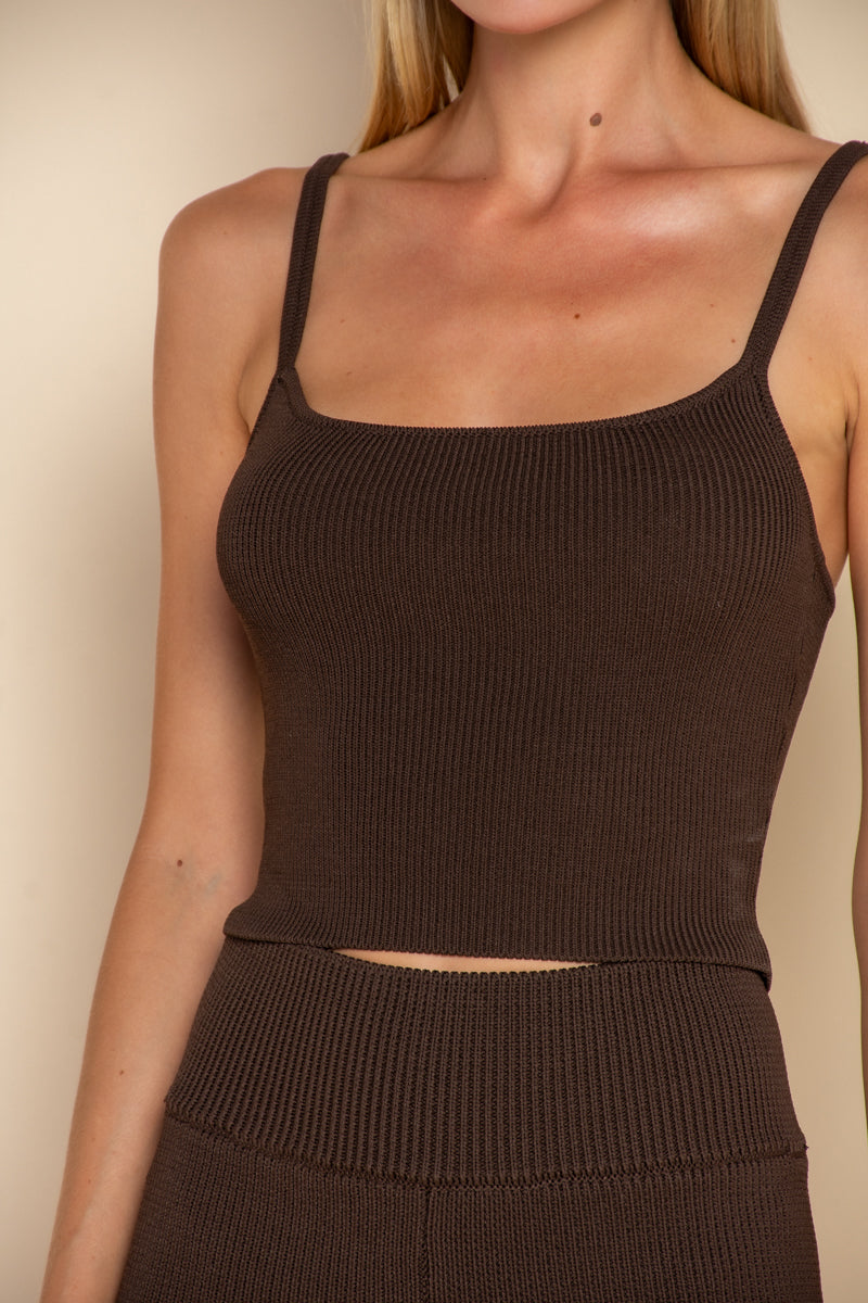 SOL KNIT TANK - CACAO