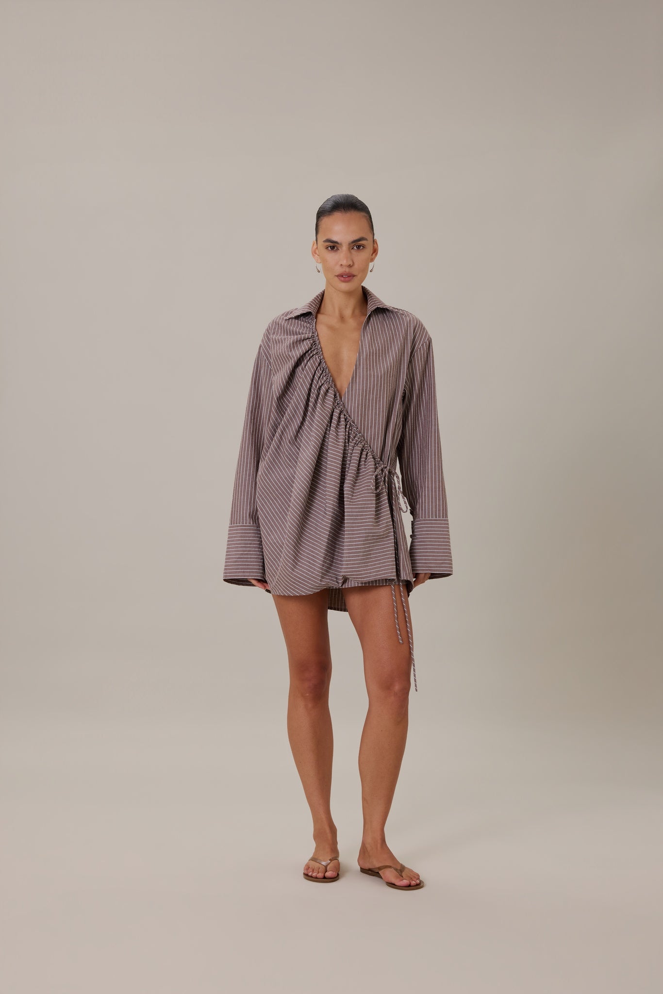 SIDNEY WRAP SHIRT DRESS - SIENA