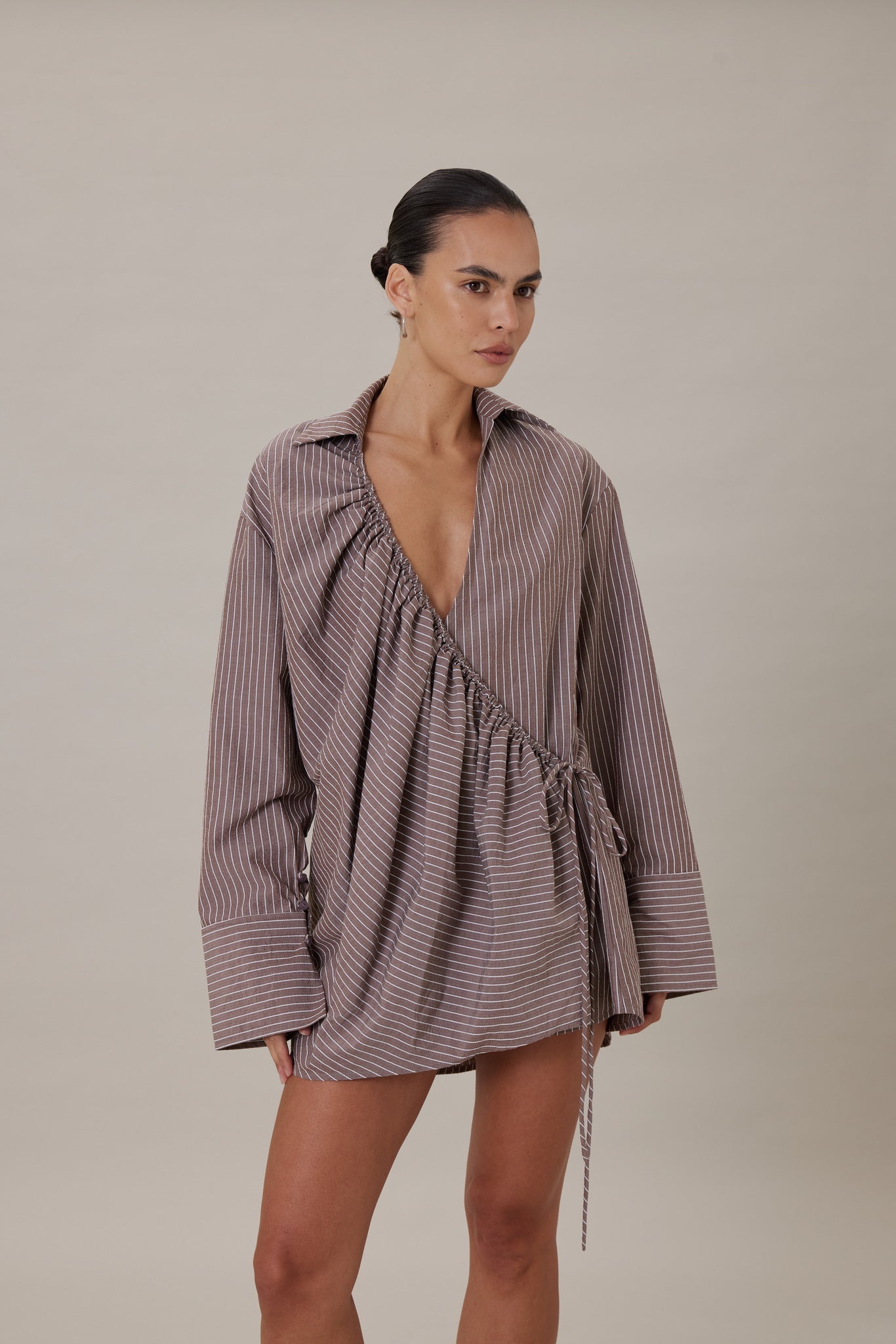 SIDNEY WRAP SHIRT DRESS - SIENA