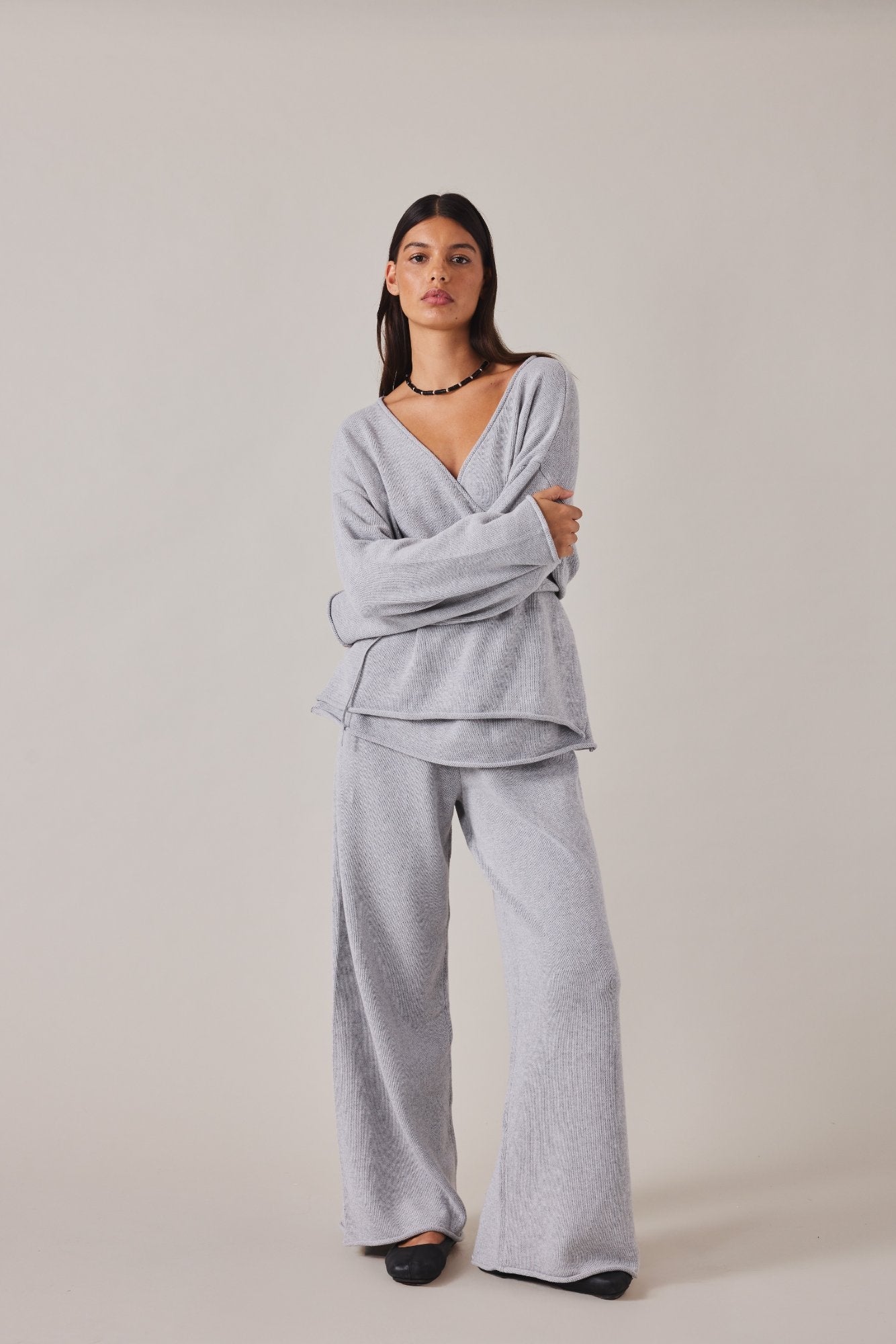 PRE-ORDER | SABINE WRAP KNIT - GREY