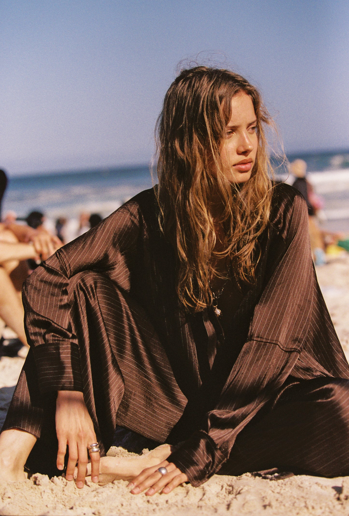 AMELIE SHIRT - ESPRESSO PINSTRIPE