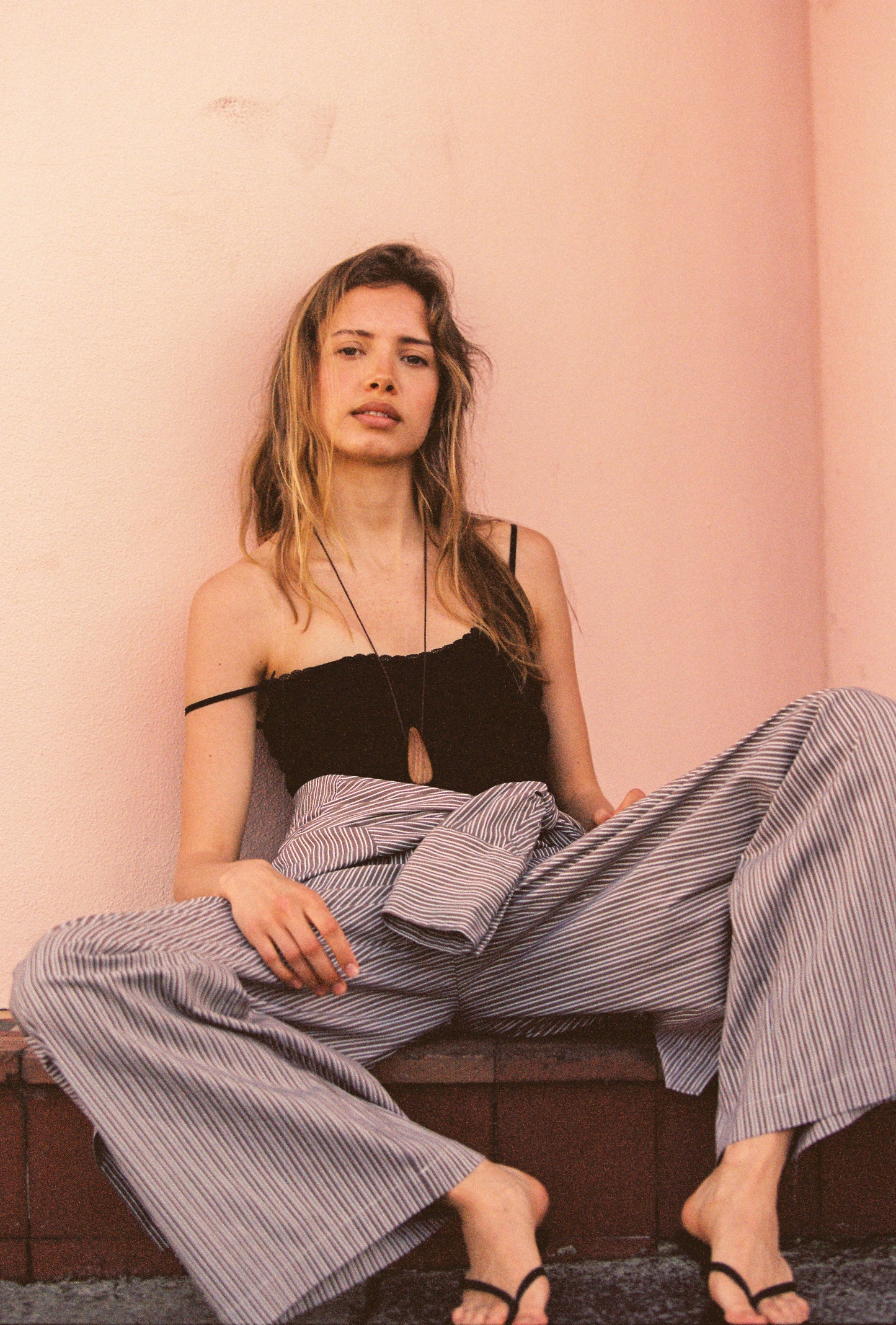 RUE POPLIN PANT - TOFFEE STRIPE