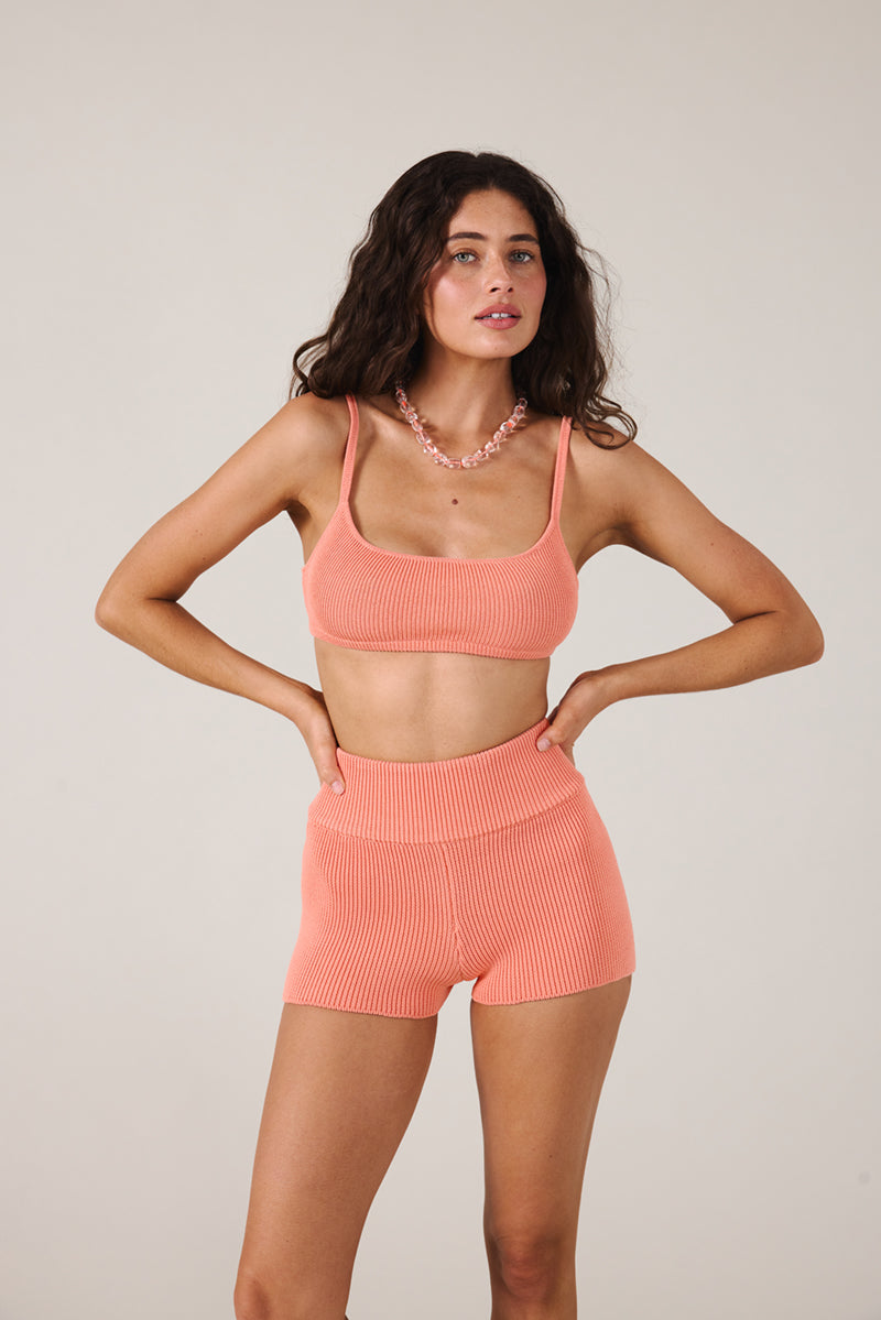 SOL KNIT CROP - PEACH