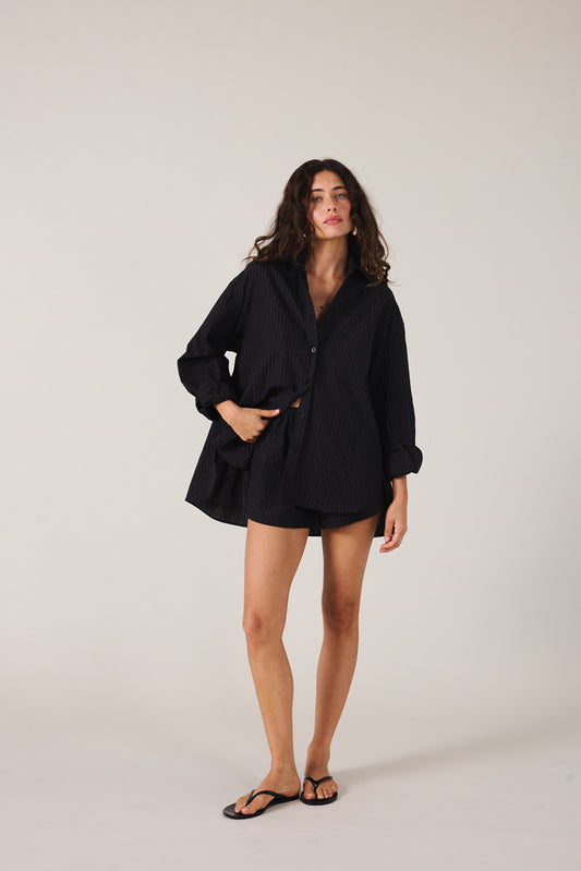 REMI SHIRT - NOIR STRIPE