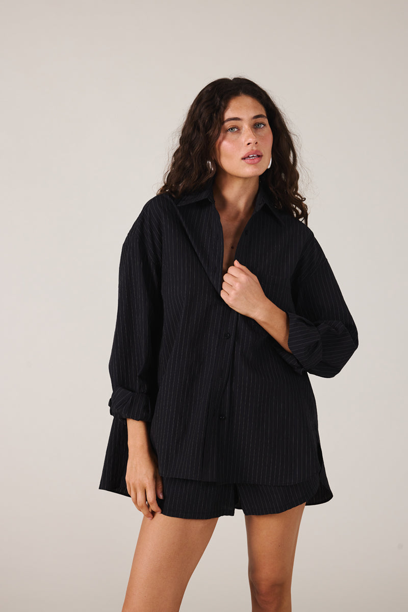 REMI SHIRT - NOIR STRIPE