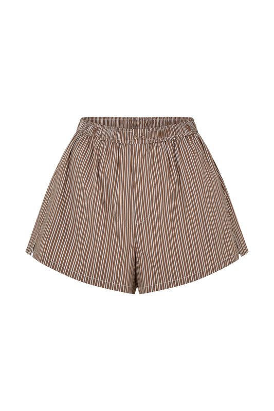 RUE POPLIN SHORT - TOFFEE STRIPE