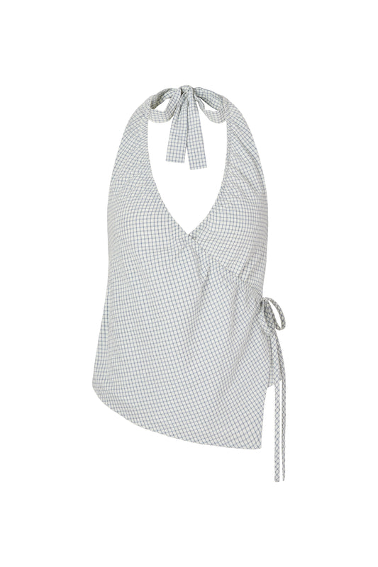 DAPHNE HALTER TOP - WHITE CHECK