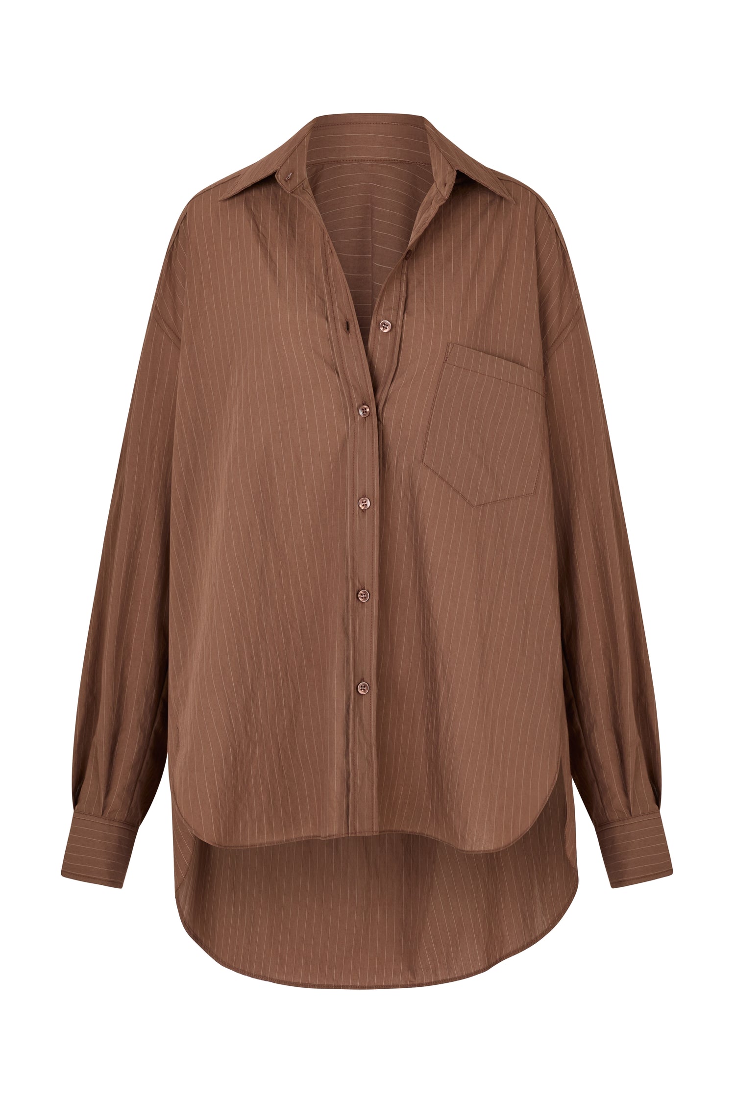 REMI SHIRT - MOCHA PINSTRIPE
