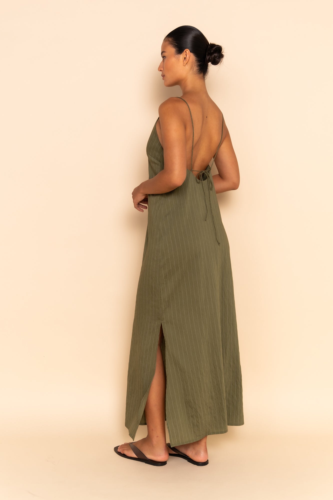 AMELIE MAXI DRESS - KHAKI STRIPE