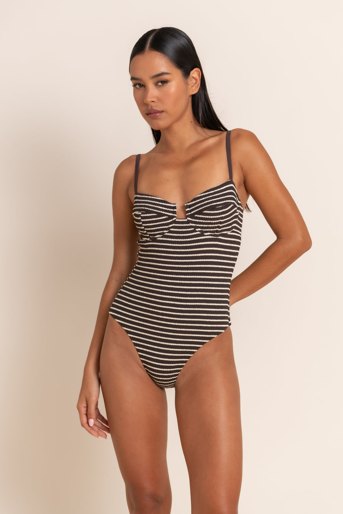 AELA ONE PIECE - CACAO STRIPE