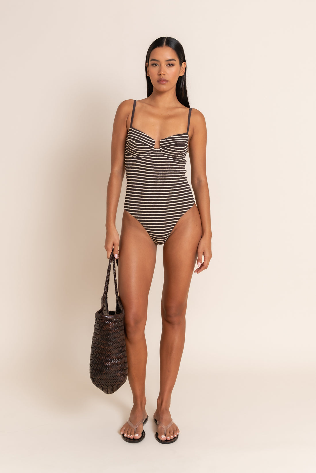 AELA ONE PIECE - CACAO STRIPE