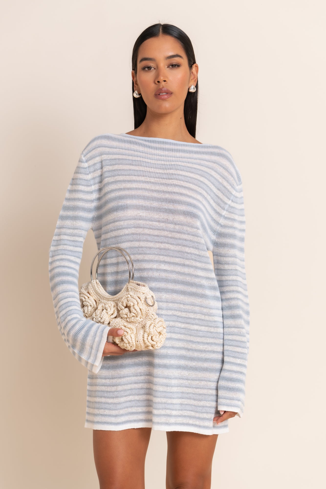 AURA MINI DRESS - AZURE STRIPE