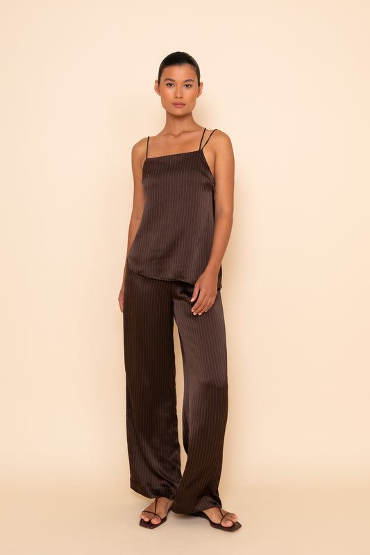 AMELIE CAMI - ESPRESSO PINSTRIPE