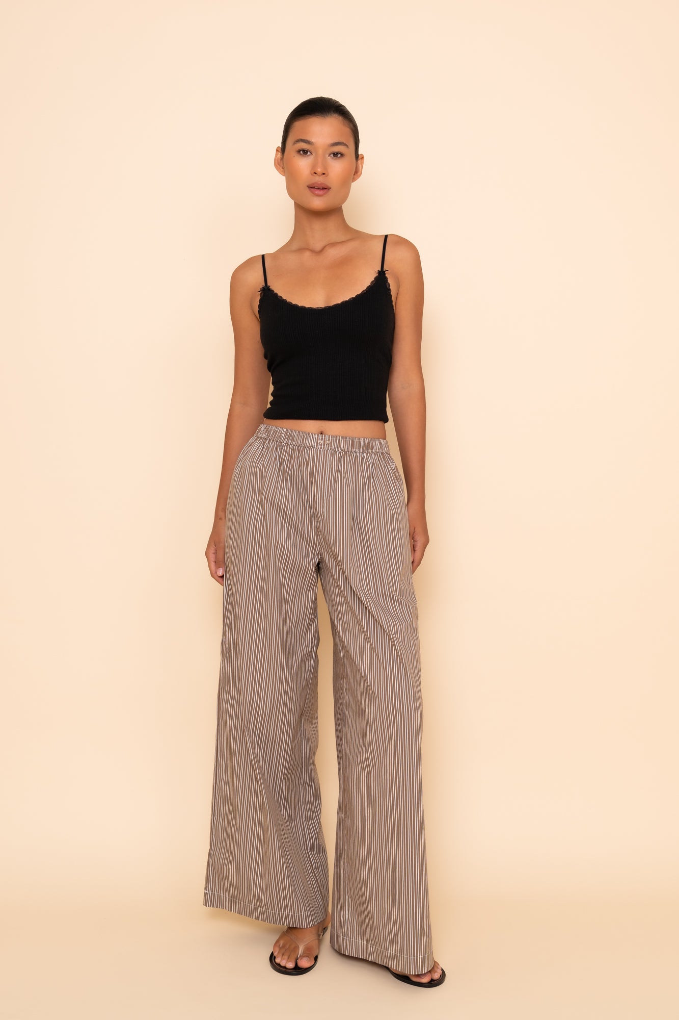 RUE POPLIN PANT - TOFFEE STRIPE
