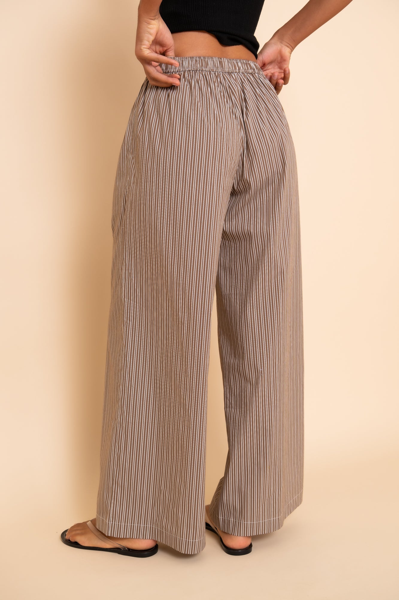 RUE POPLIN PANT - TOFFEE STRIPE