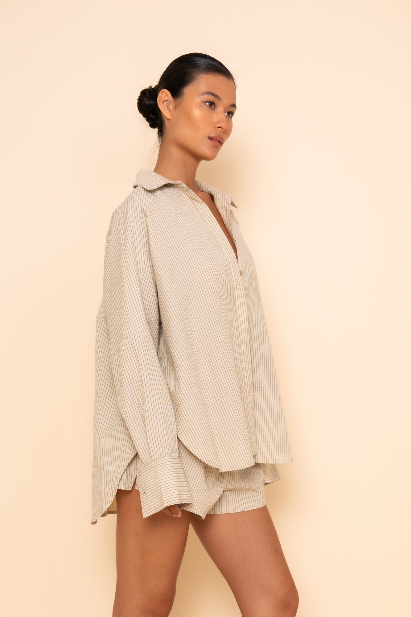 SIDNEY SHIRT - CARAMEL STRIPE