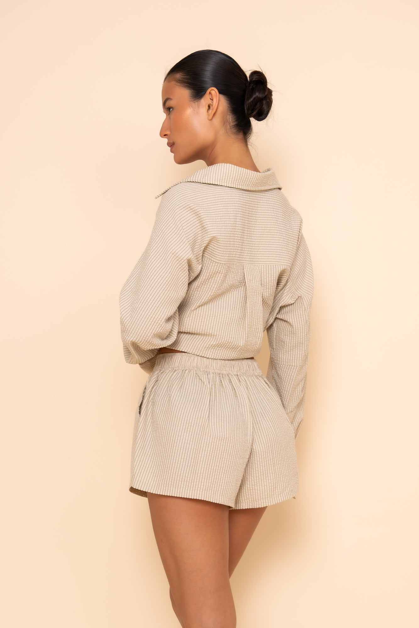 SIDNEY SHORT - CARAMEL STRIPE