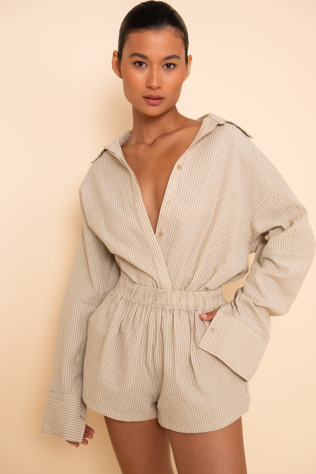 SIDNEY SHORT - CARAMEL STRIPE