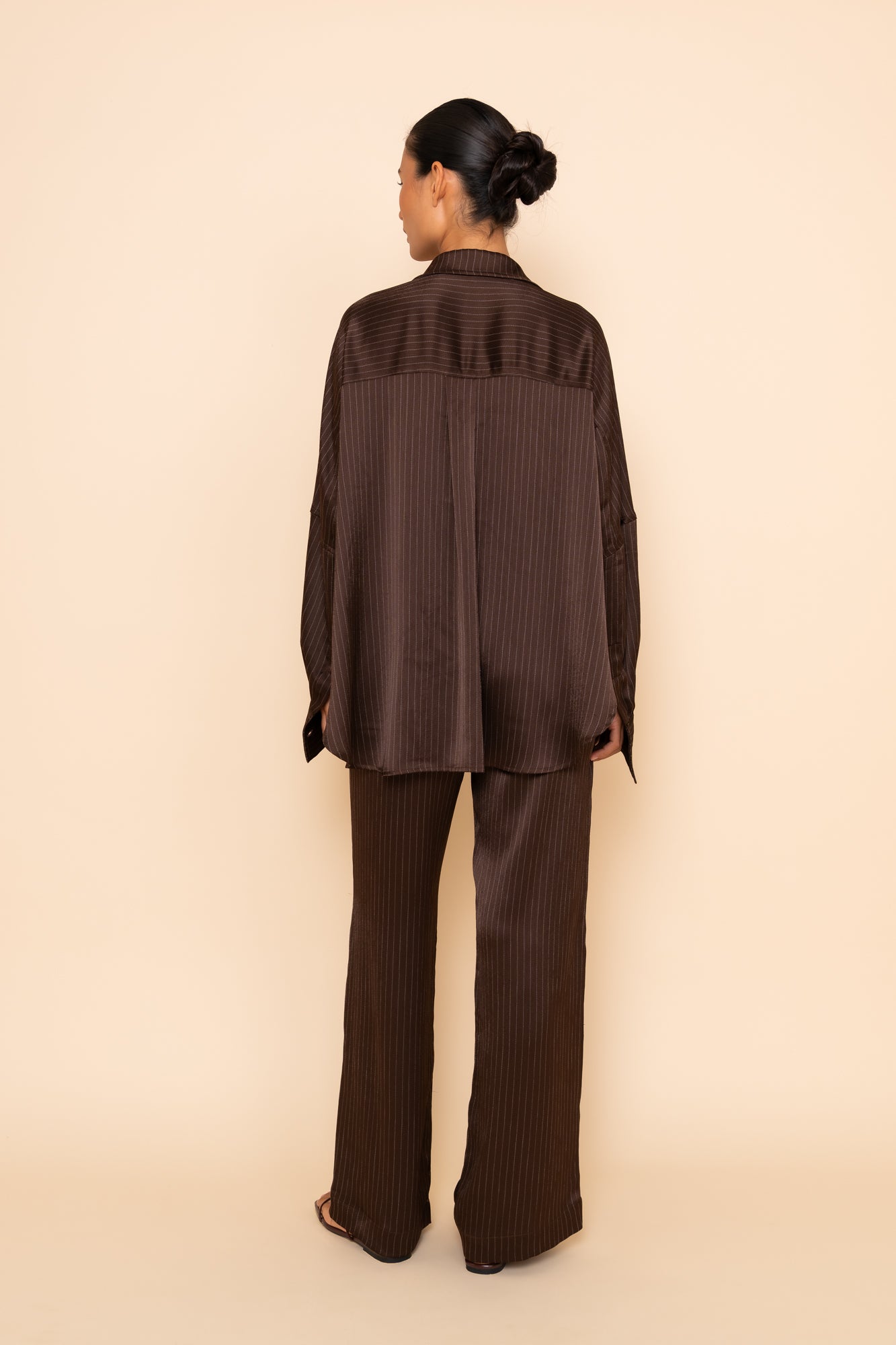 AMELIE SHIRT - ESPRESSO PINSTRIPE