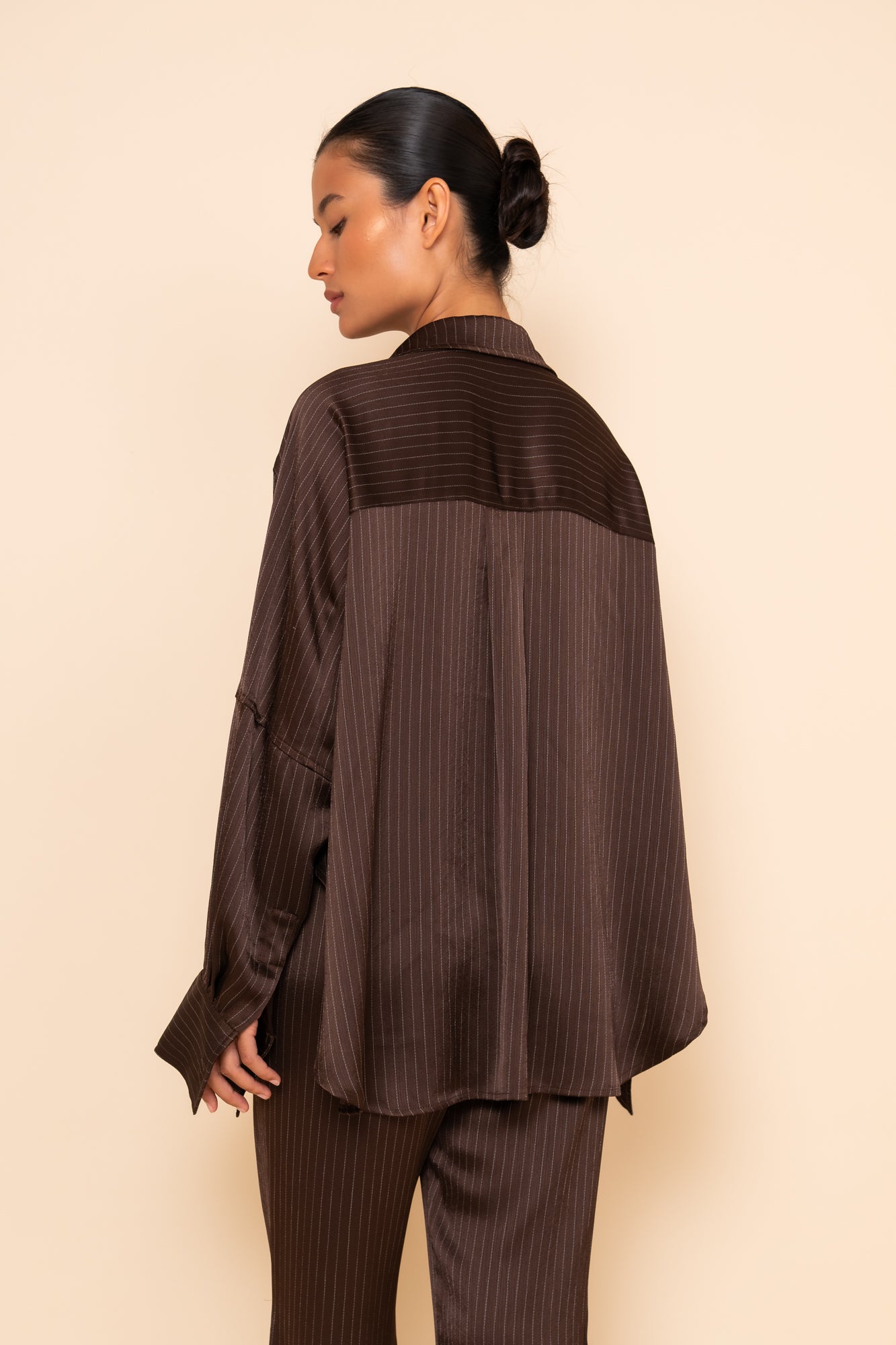 AMELIE SHIRT - ESPRESSO PINSTRIPE