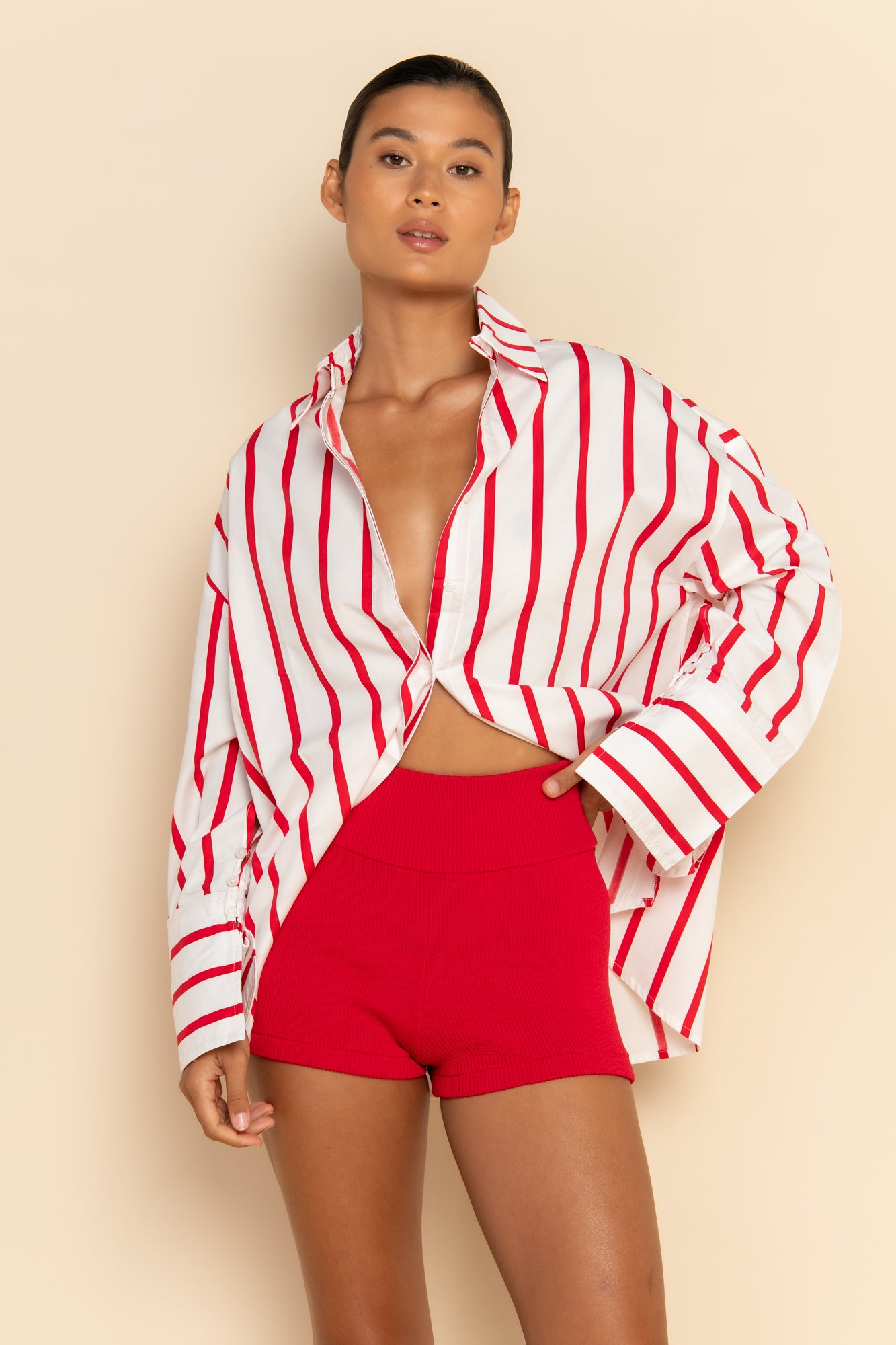 REVERIE SHIRT - RED / WHITE STRIPE