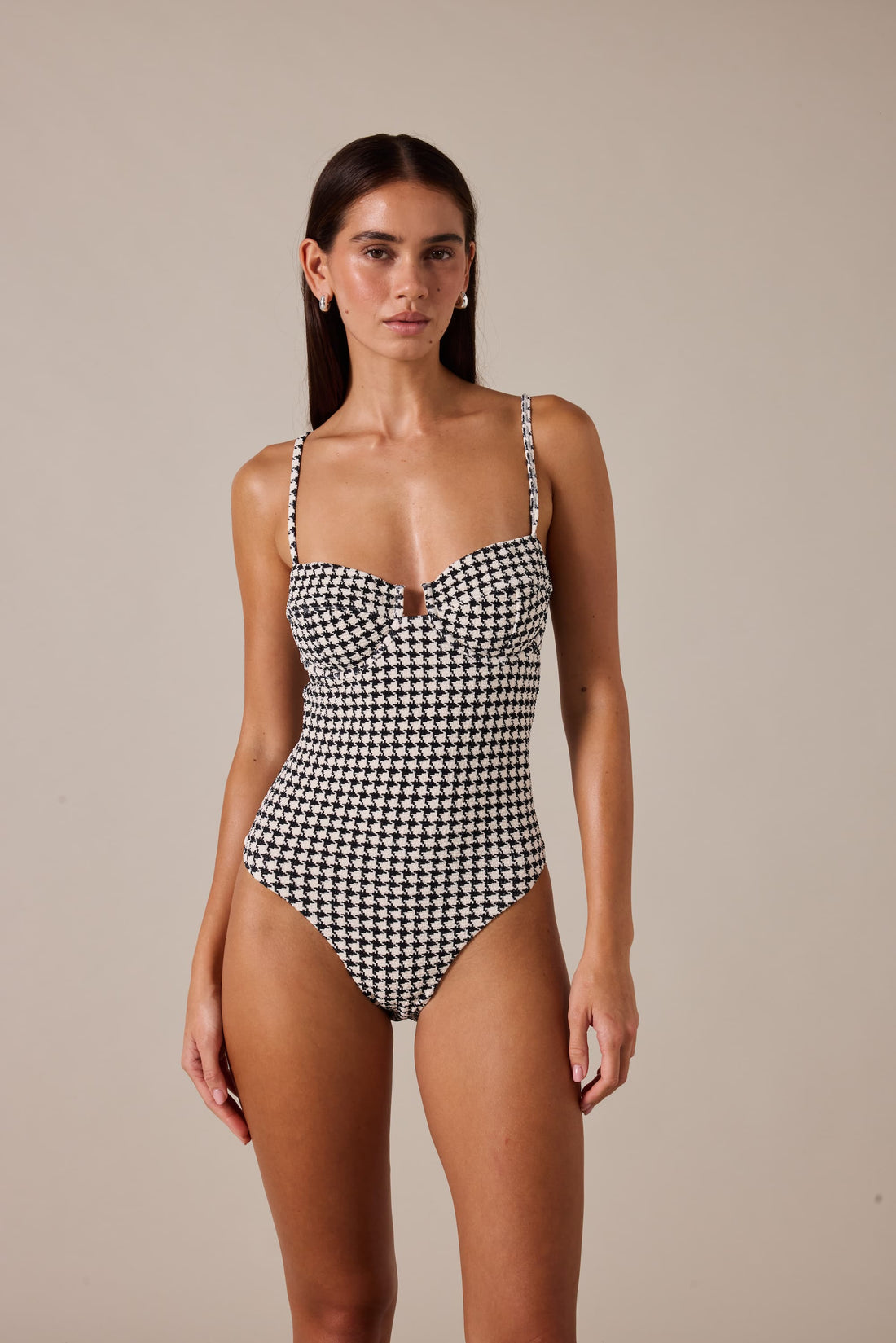 ESCAPE UNDERWIRE ONE PIECE - HOUNDSTOOTH