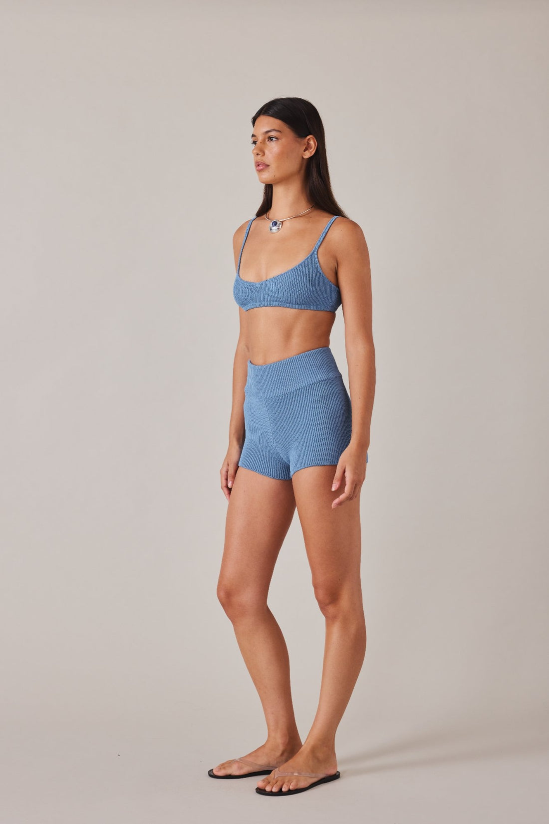 ESSENTIAL KNIT SHORT  - BLEUE
