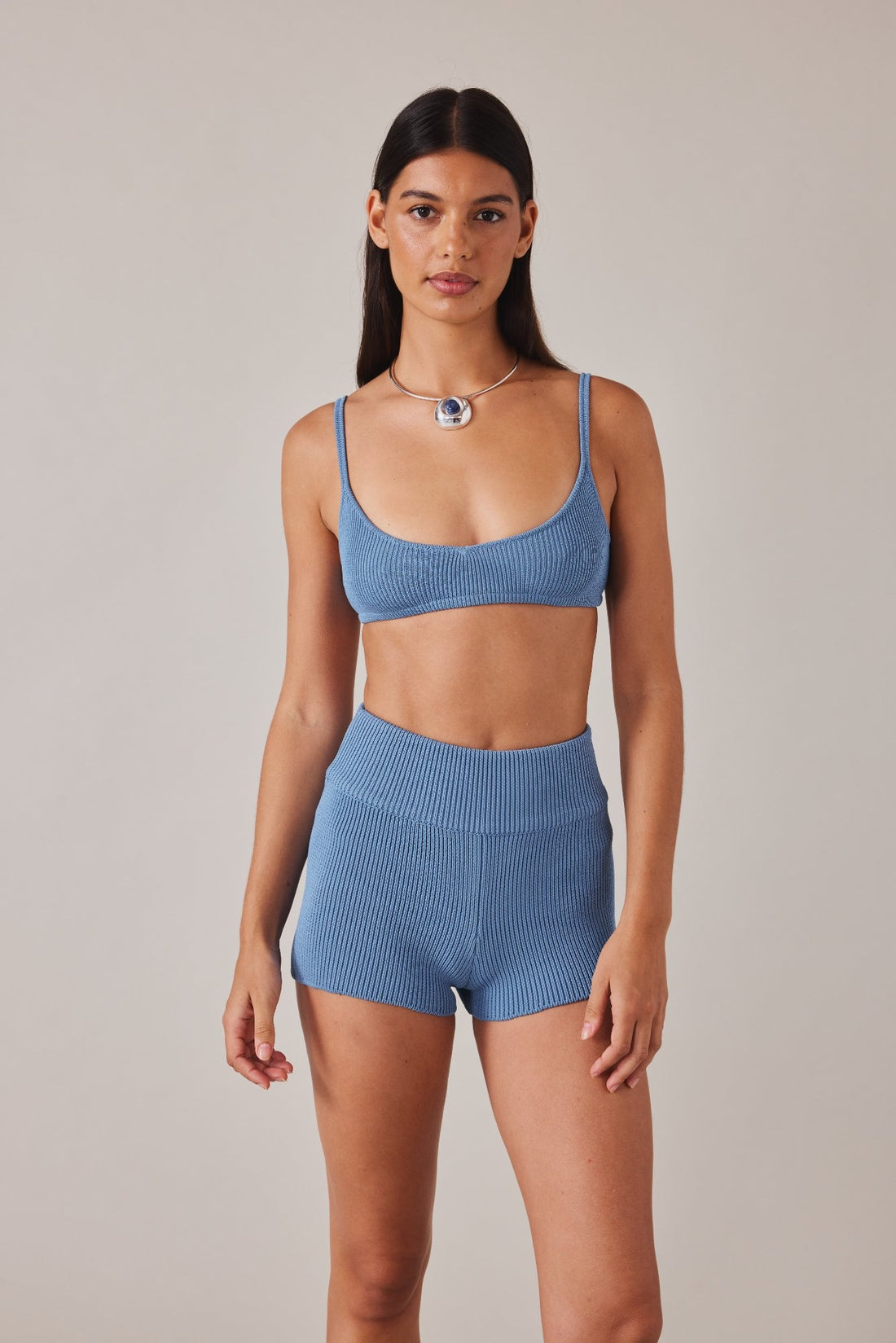 ESSENTIAL KNIT SHORT  - BLEUE