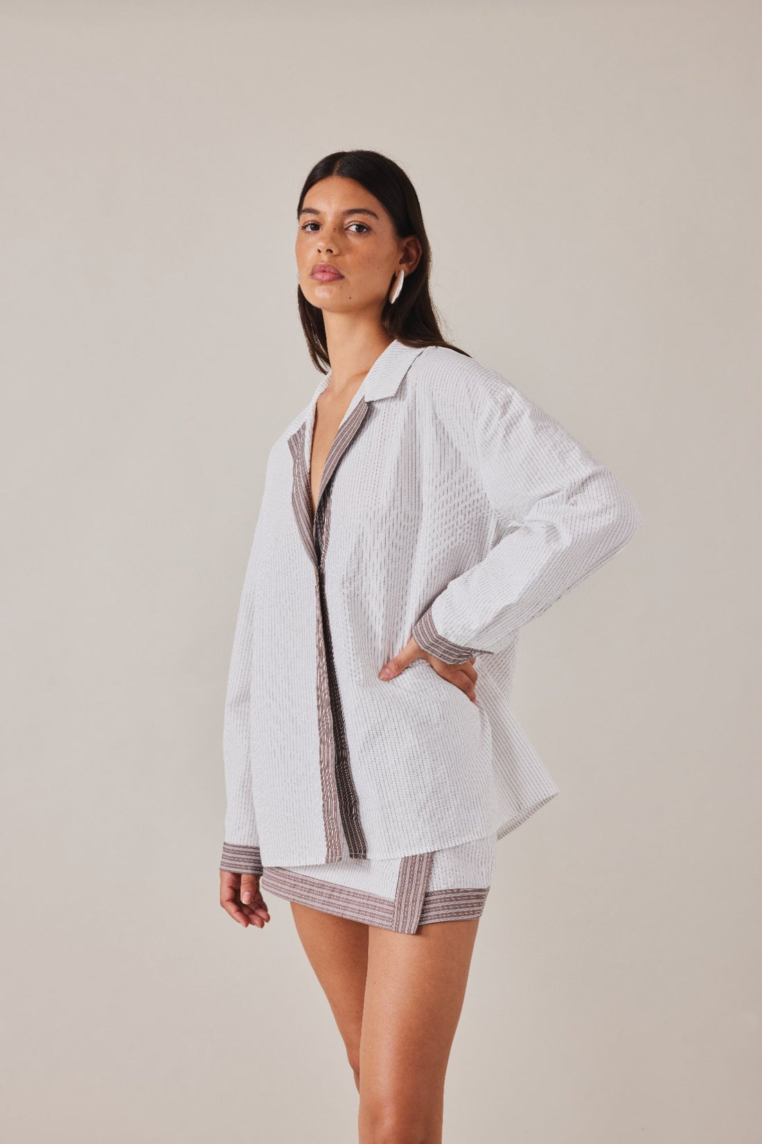 MAE SKIRT - SLATE STRIPE