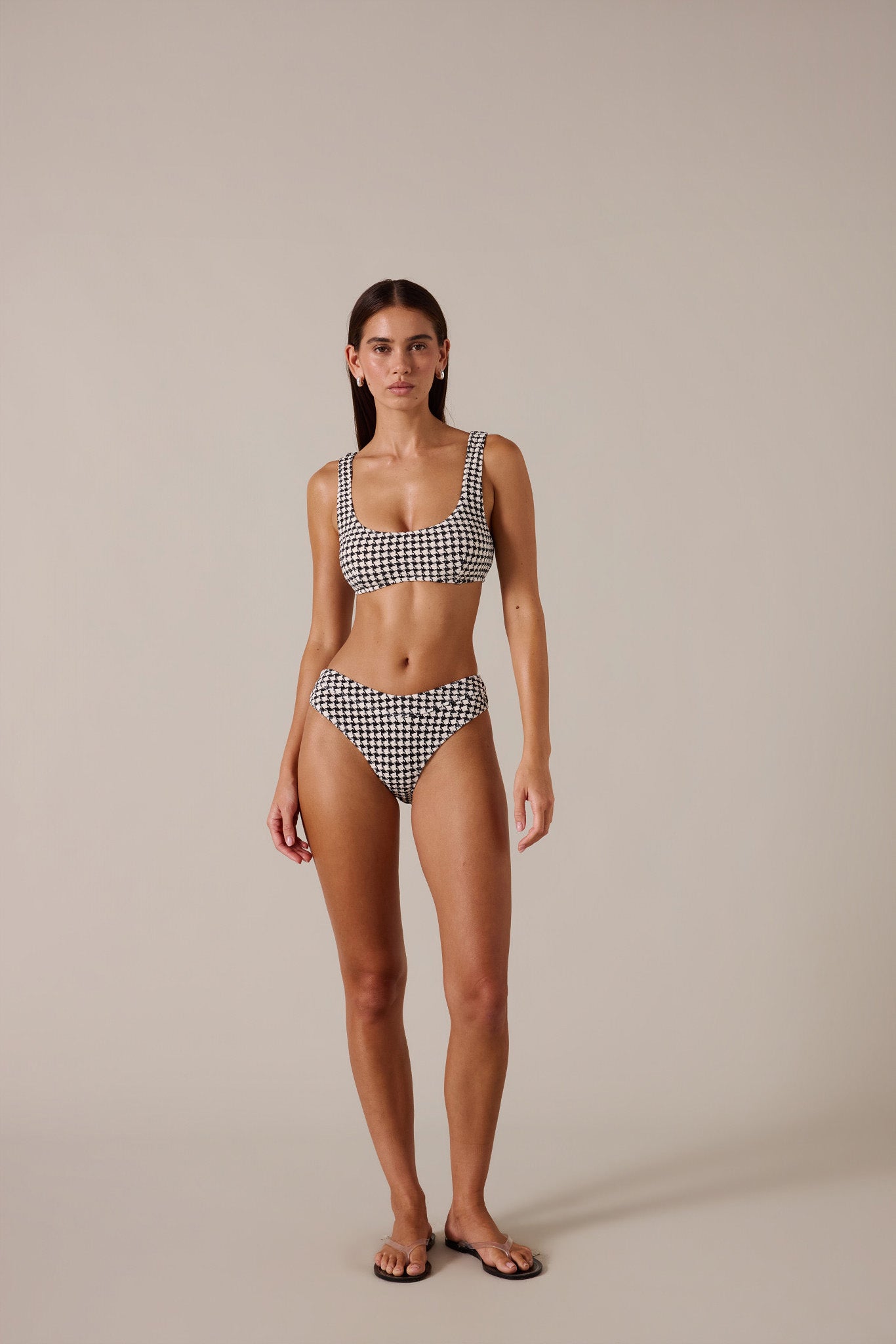 ESCAPE BRALETTE TOP  - HOUNDSTOOTH