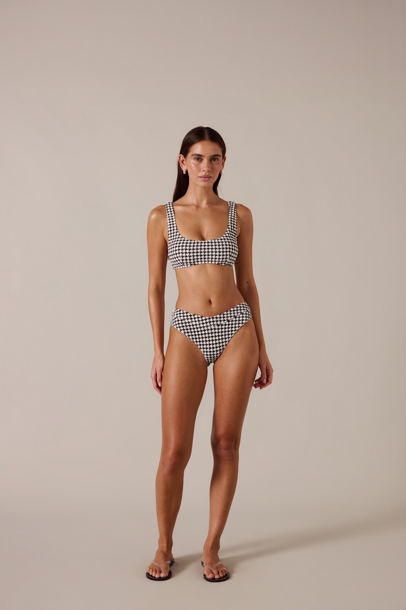 ESCAPE BRALETTE TOP  - HOUNDSTOOTH