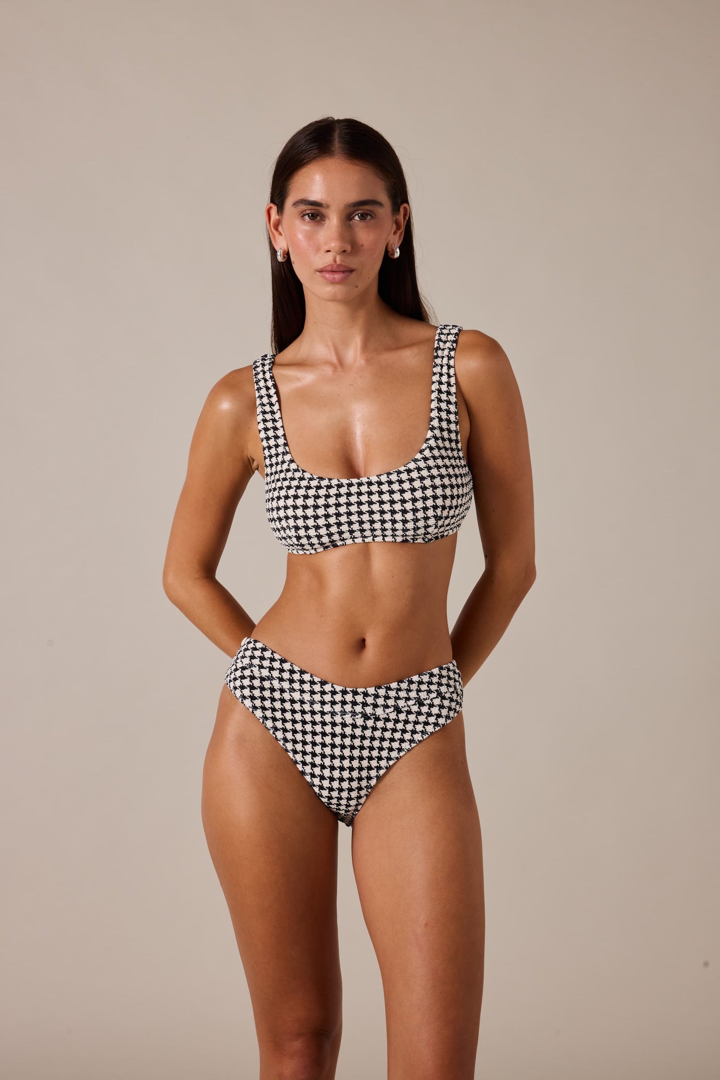 ESCAPE BRALETTE TOP  - HOUNDSTOOTH