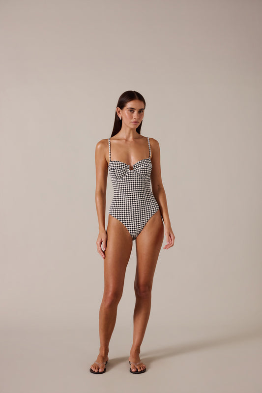 ESCAPE UNDERWIRE ONE PIECE - HOUNDSTOOTH