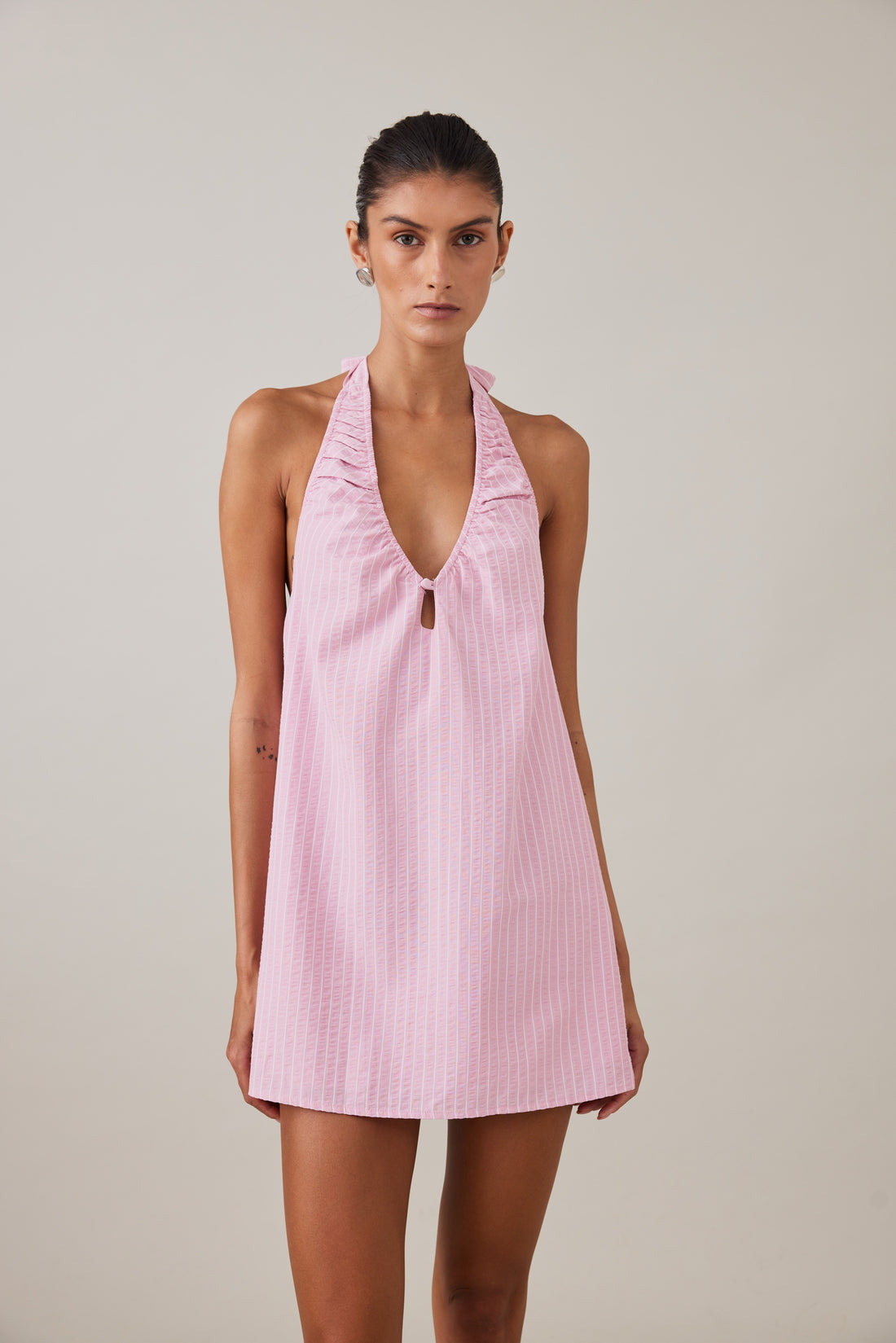 SIDNEY HALTER MINI DRESS - PETAL