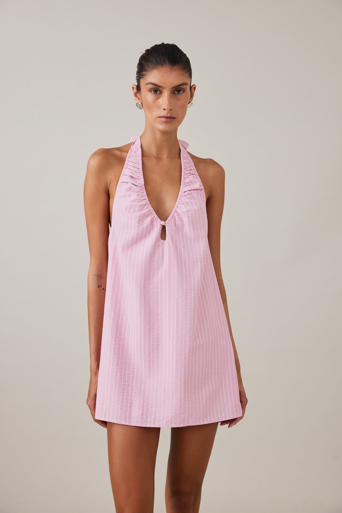 SIDNEY HALTER MINI DRESS - PETAL