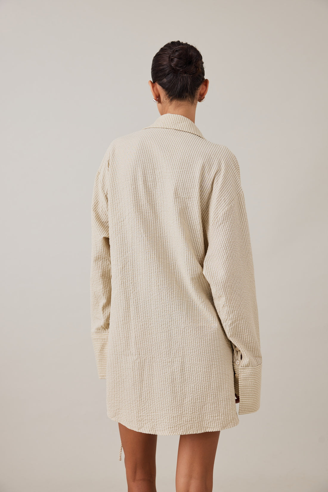 SIDNEY SHIRT DRESS - CARAMEL STRIPE
