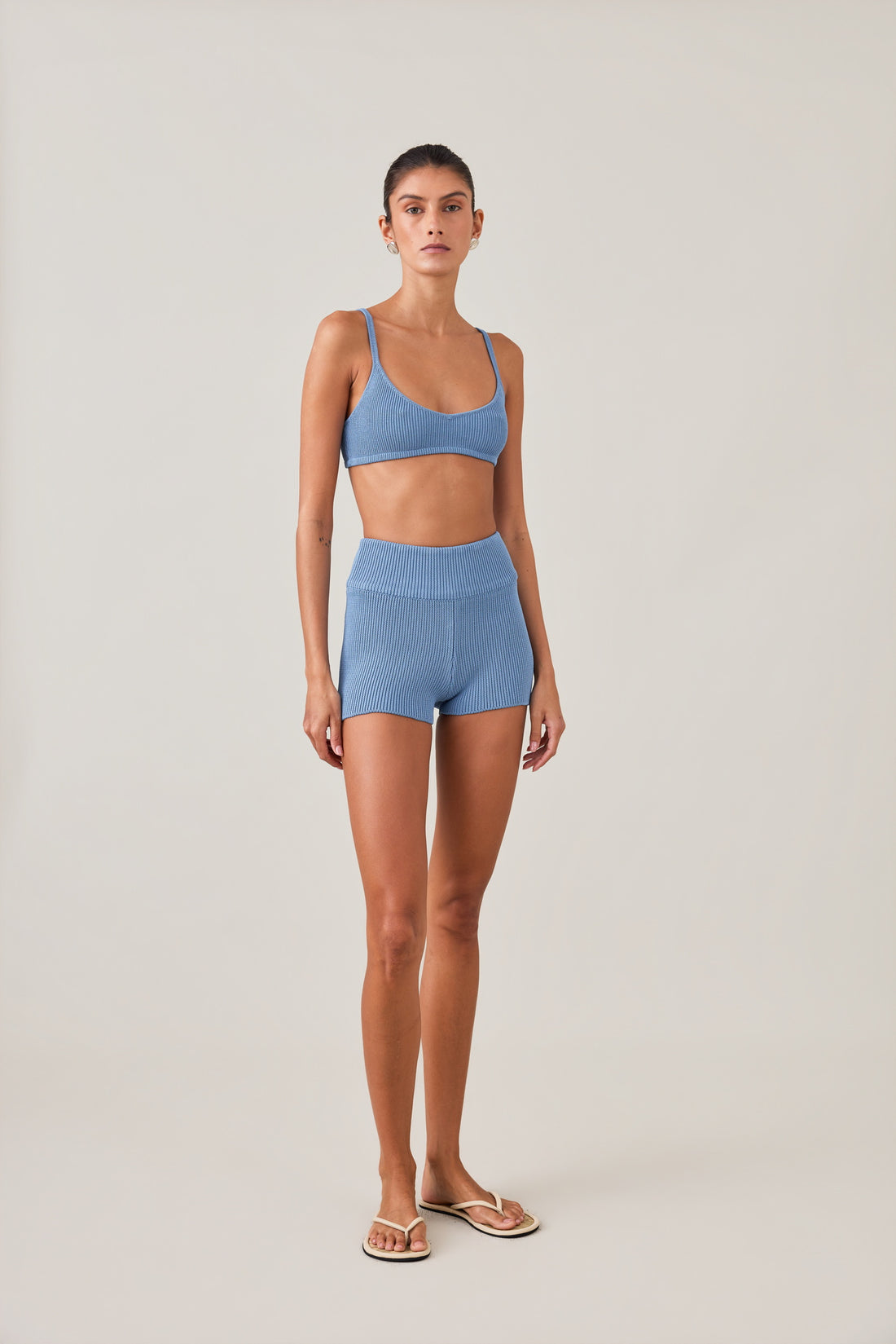 ESSENTIAL KNIT SHORT  - BLEUE