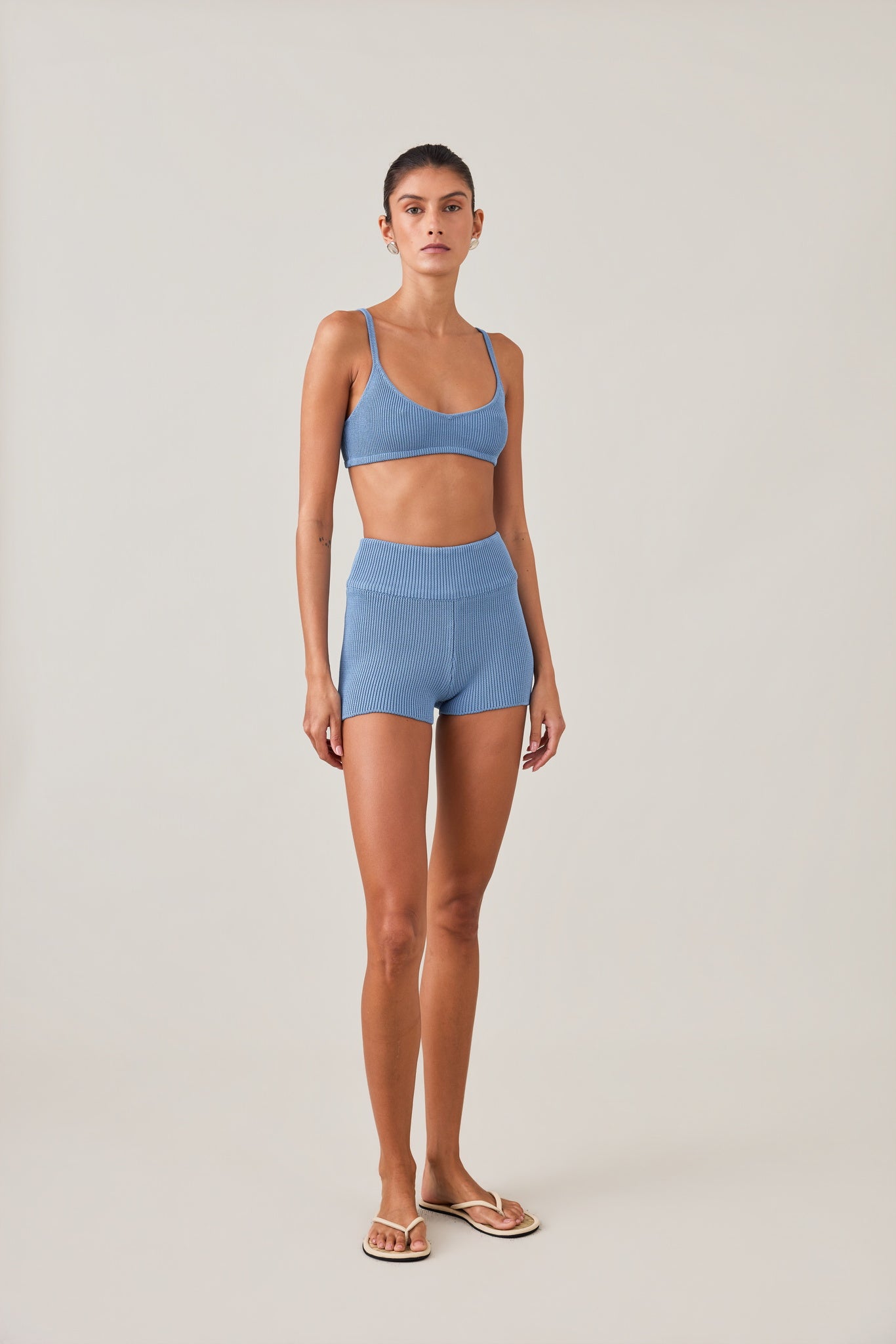 ESSENTIAL KNIT SHORT  - BLEUE