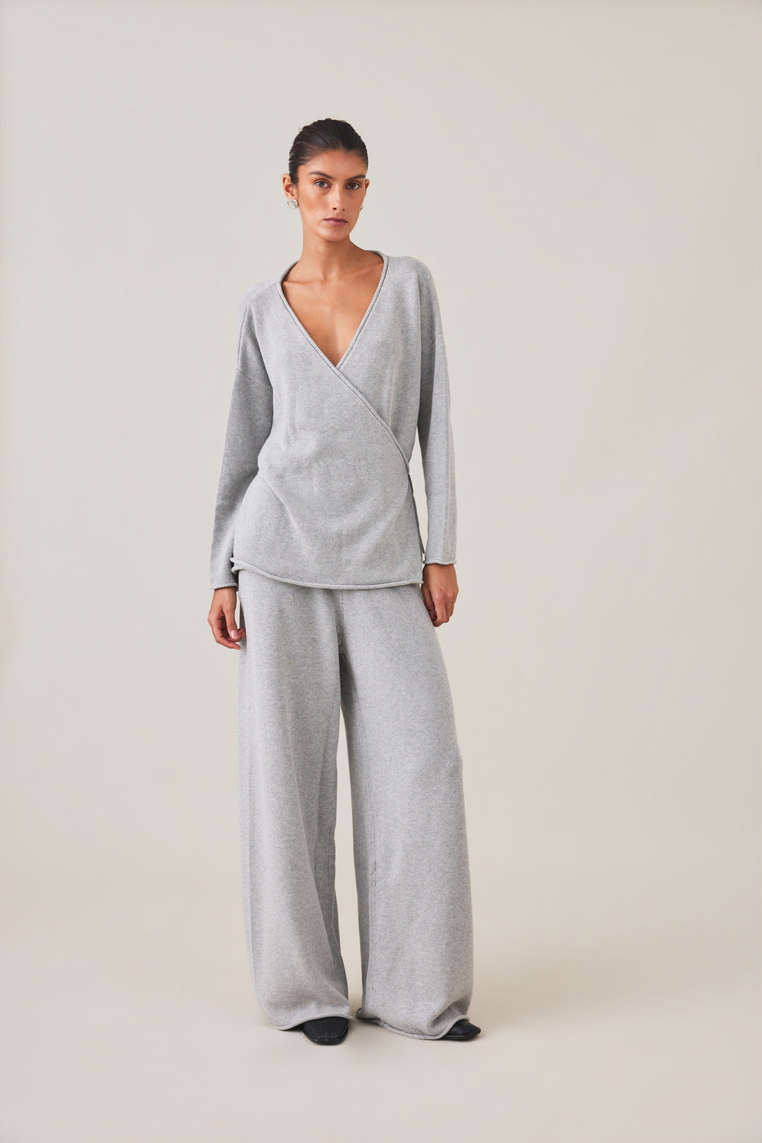 PRE-ORDER | SABINE WRAP KNIT - GREY