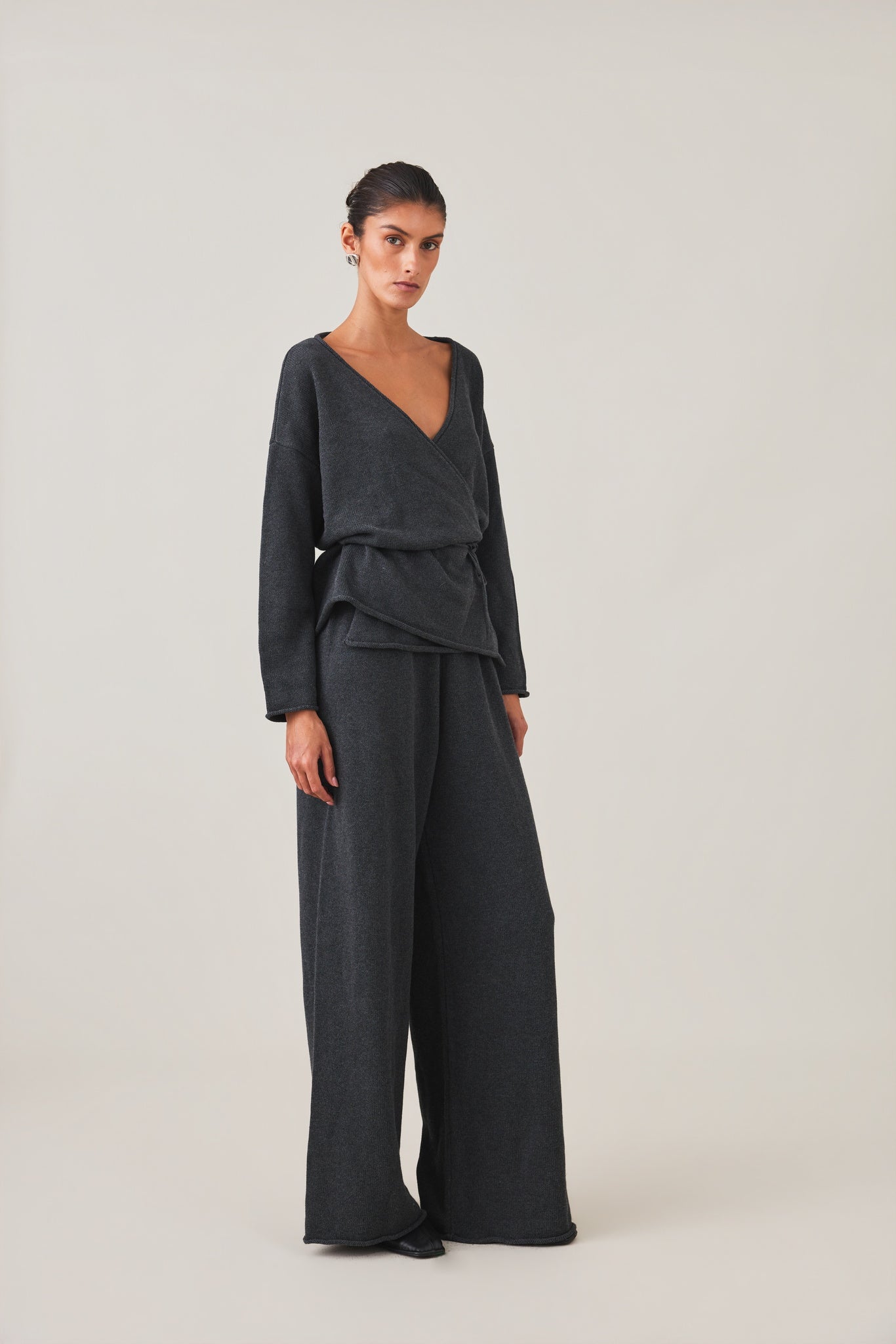 PRE-ORDER | SABINE WRAP KNIT - CHARCOAL