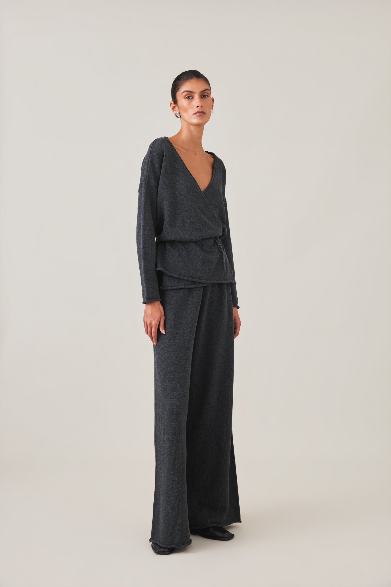 PRE-ORDER | SABINE WRAP KNIT - CHARCOAL