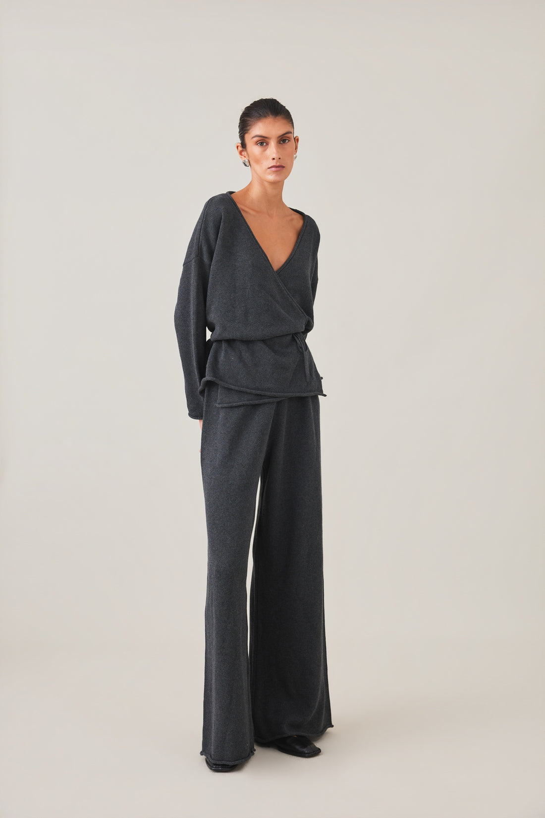 PRE-ORDER | SABINE WRAP KNIT - CHARCOAL