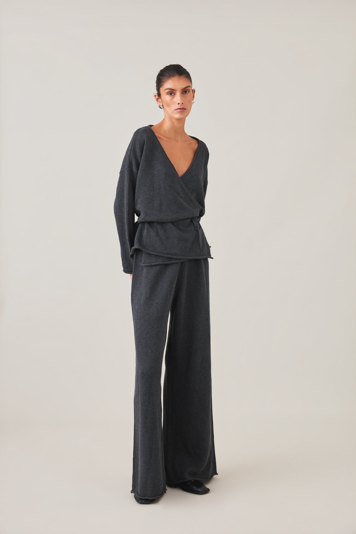 PRE-ORDER | SABINE WRAP KNIT - CHARCOAL