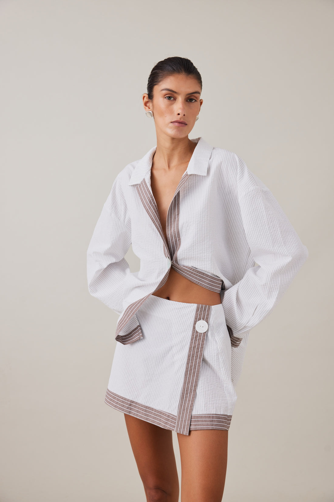 MAE SKIRT - SLATE STRIPE