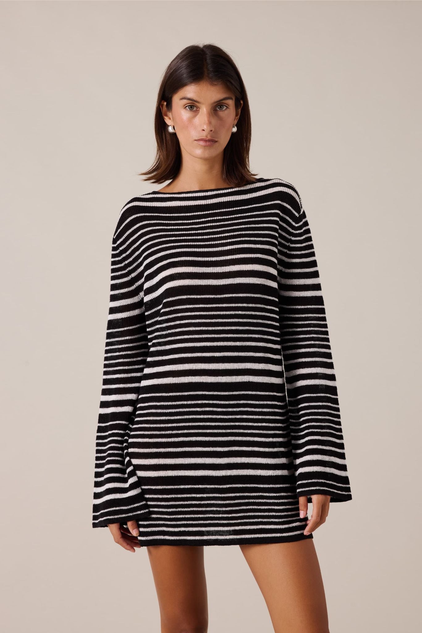 AURA MINI DRESS - MONOCHROME