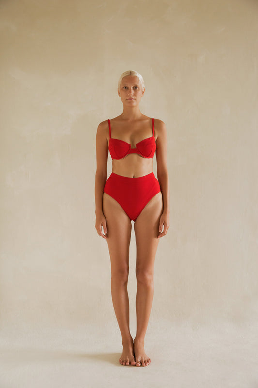 REVERIE HIGH WAISTED BOTTOM - CHERRY