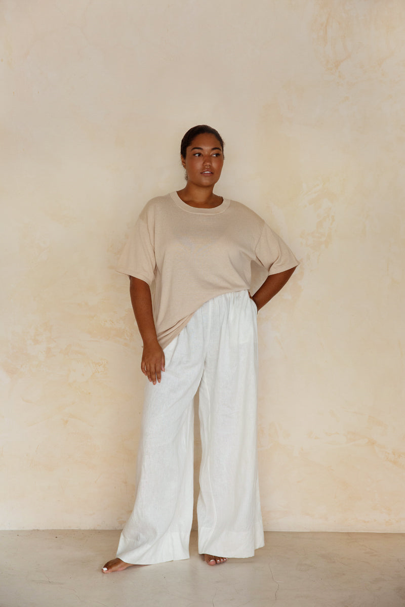 ESSENTIAL WAISTED PANT - OFF WHITE